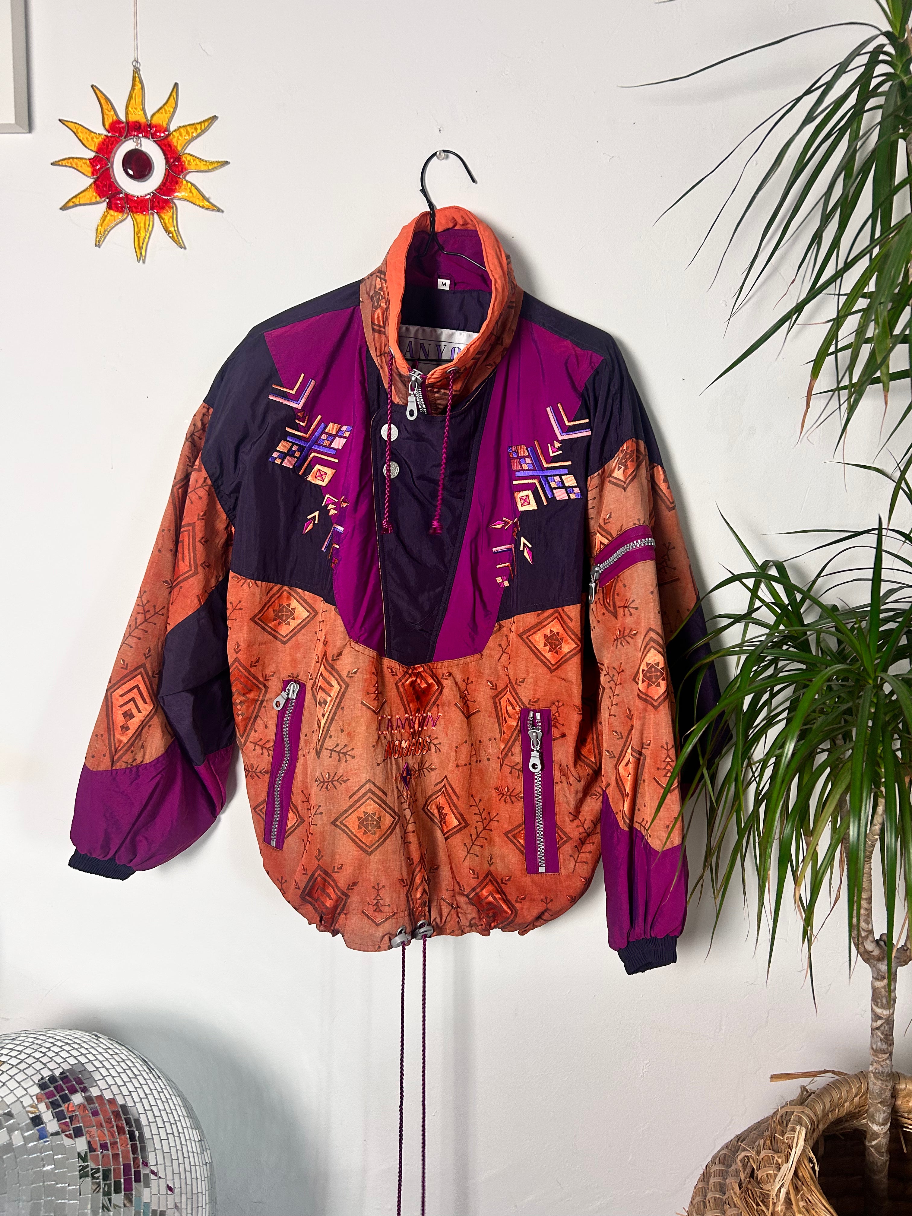 half Zip 80's Purple and Orange Ski jacket SIze M/L