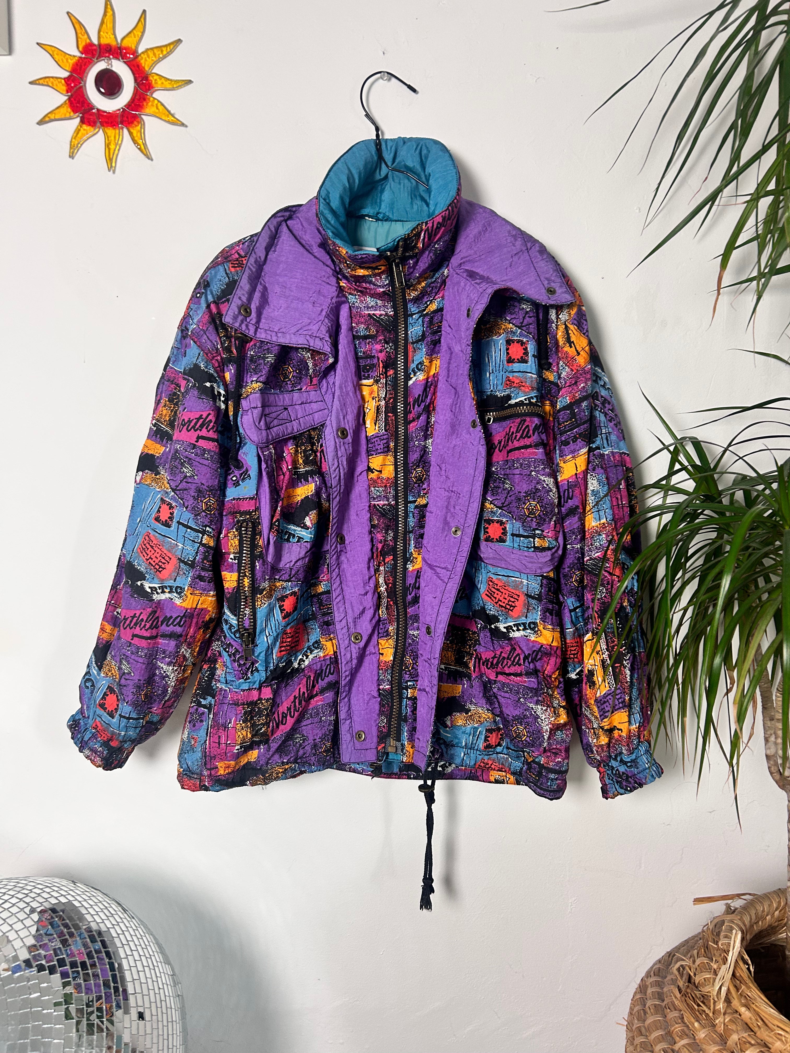 Crazy 80's Print Ski Jacket Size M