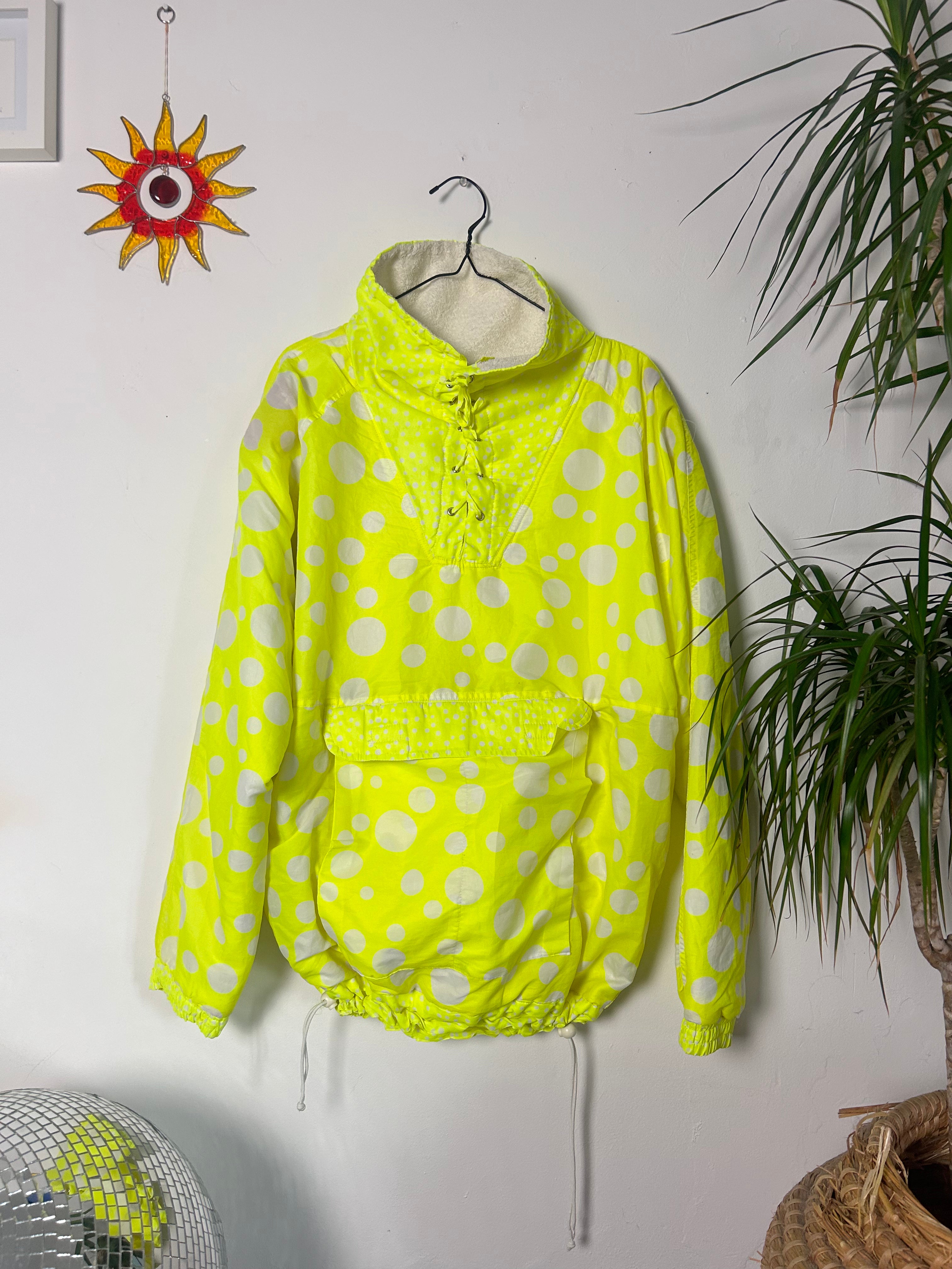 Neon 80's Polkadot Ski Jacket Size M/L