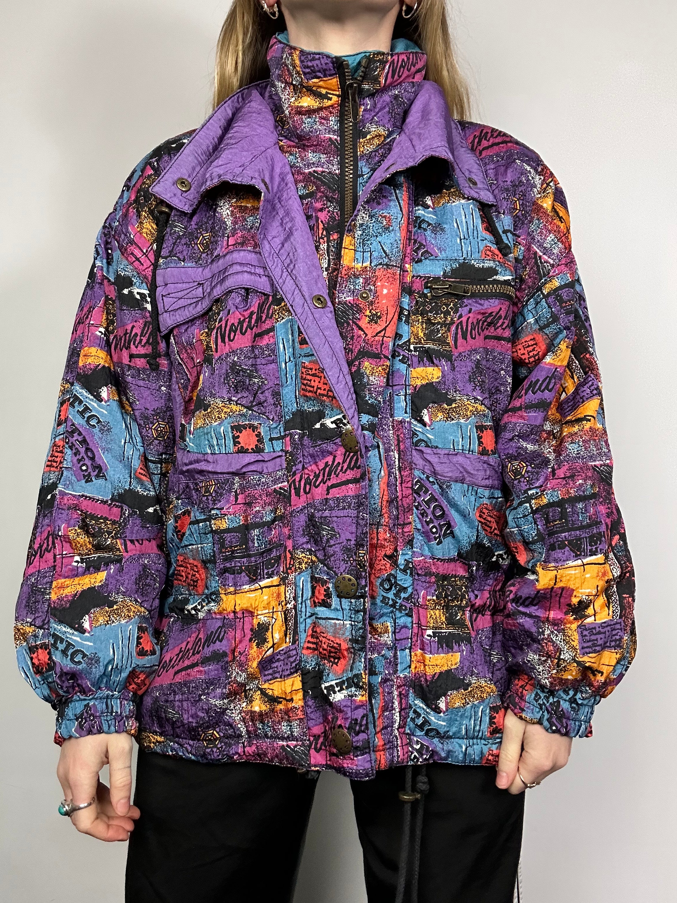 Crazy 80's Print Ski Jacket Size M
