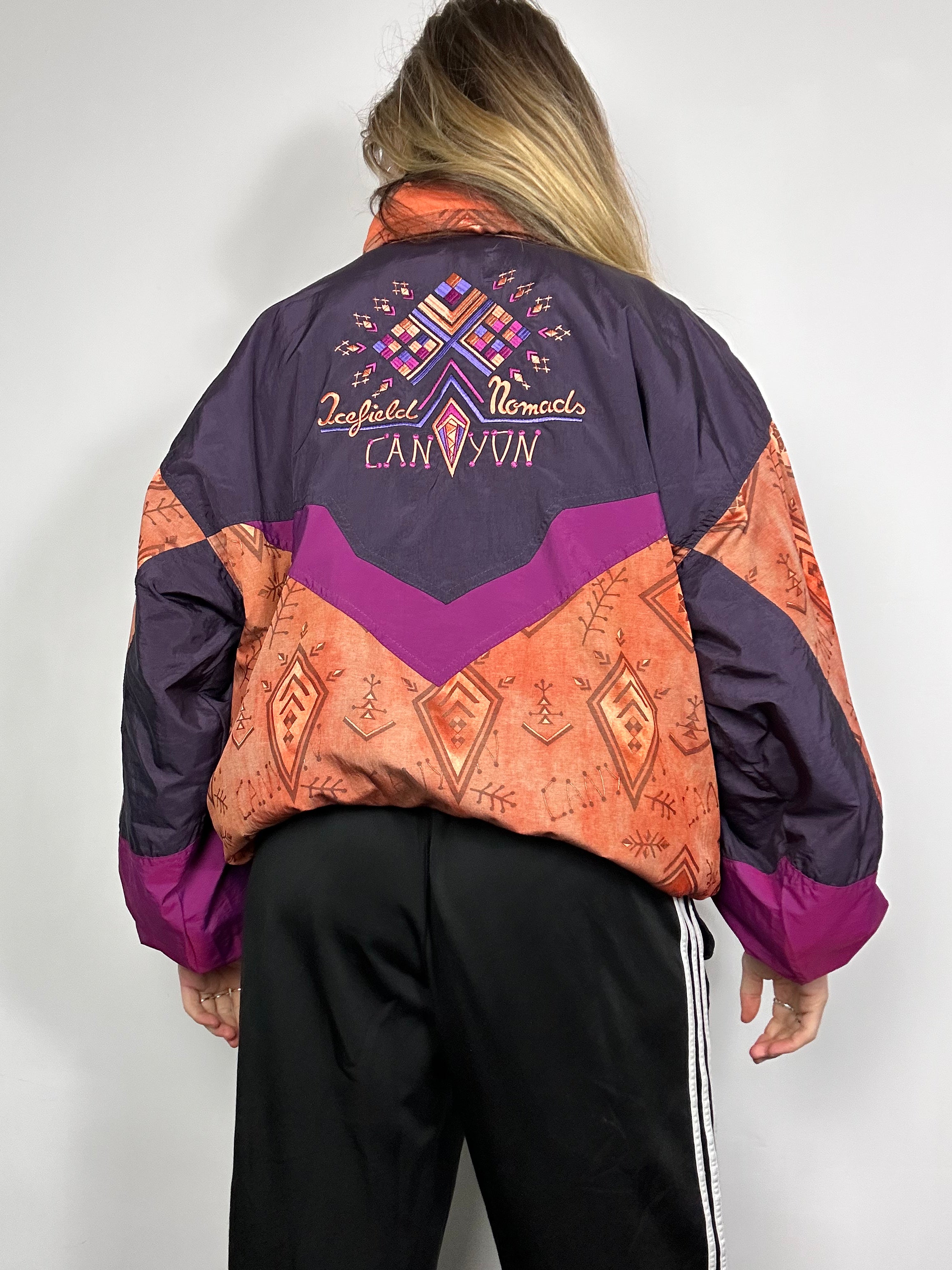 half Zip 80's Purple and Orange Ski jacket SIze M/L