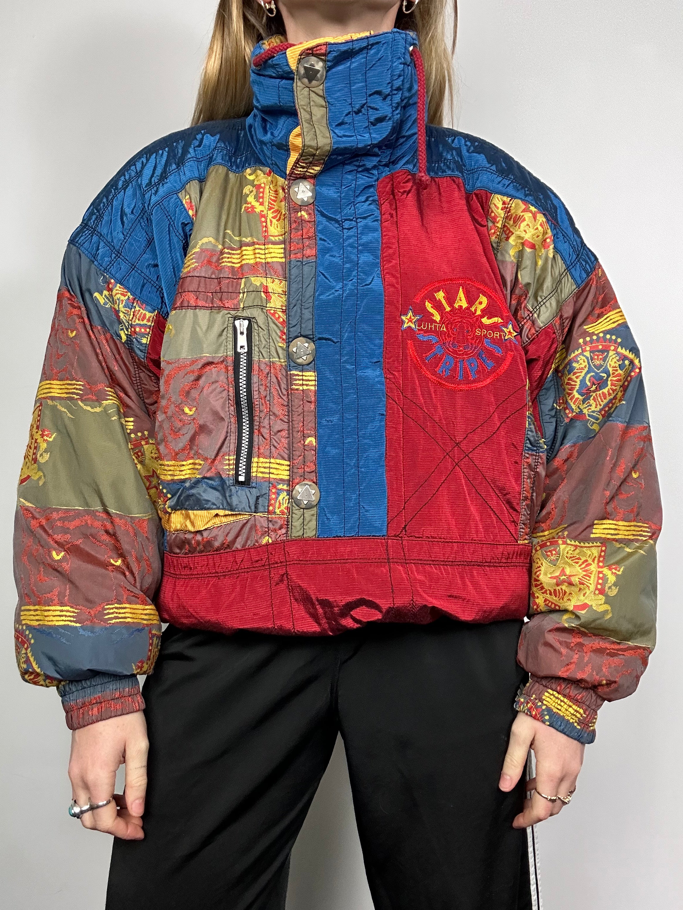 Red And Blue 80's Ski Jacket Size S/M