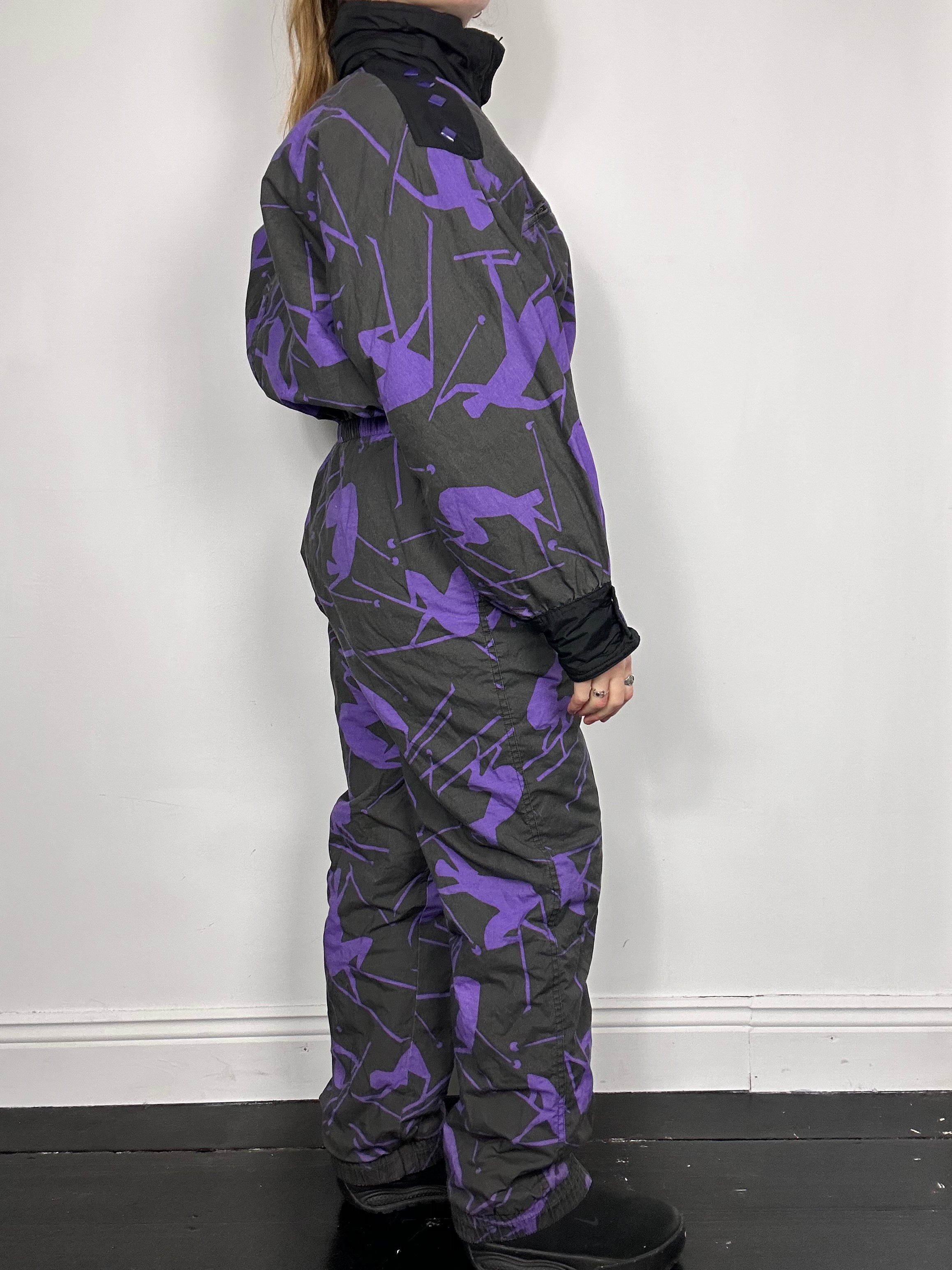 Purple And Black 80's Ski Suit Size L