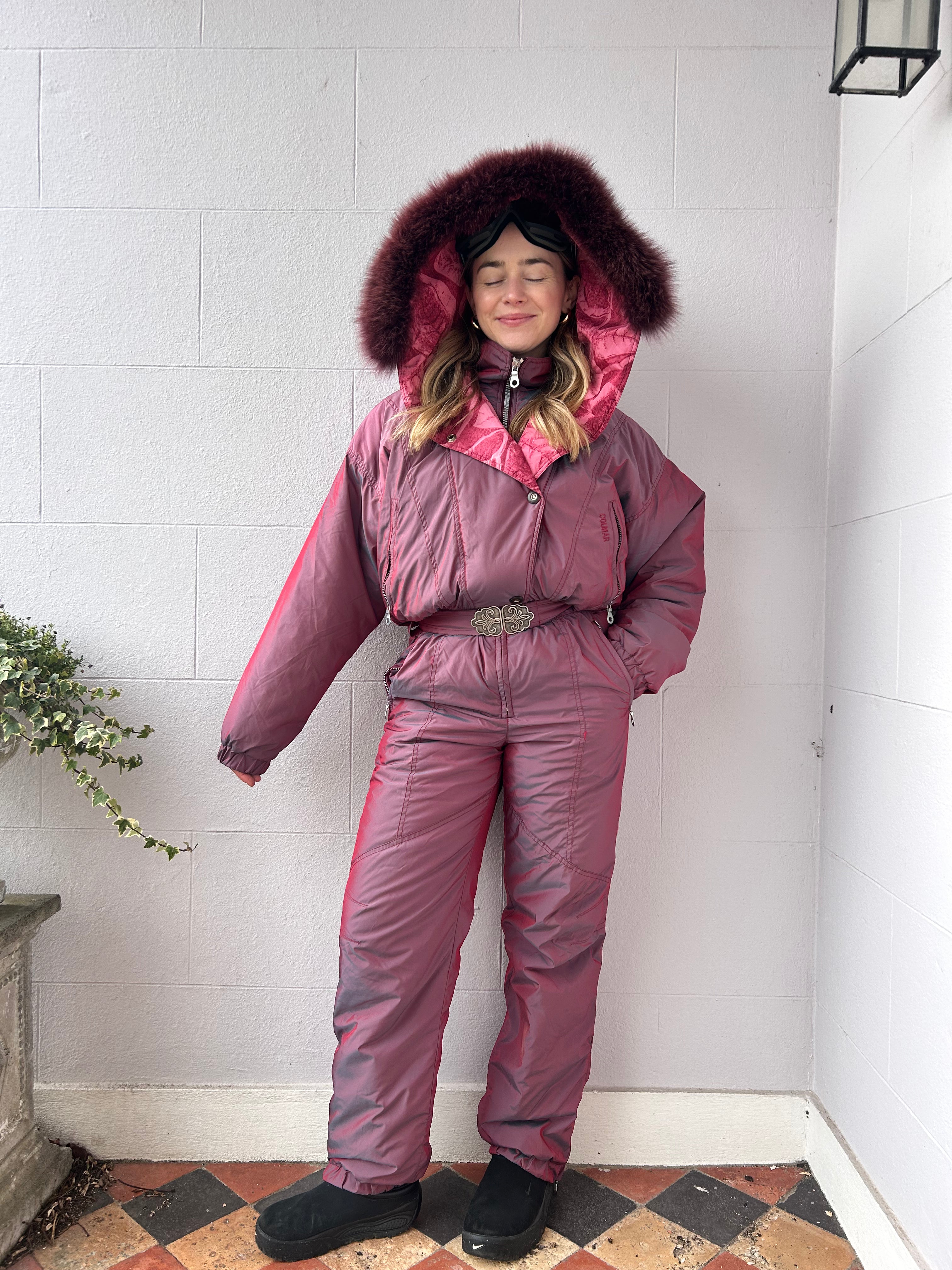 Iridescent Fur 80's Hood Ski Suit Size 10