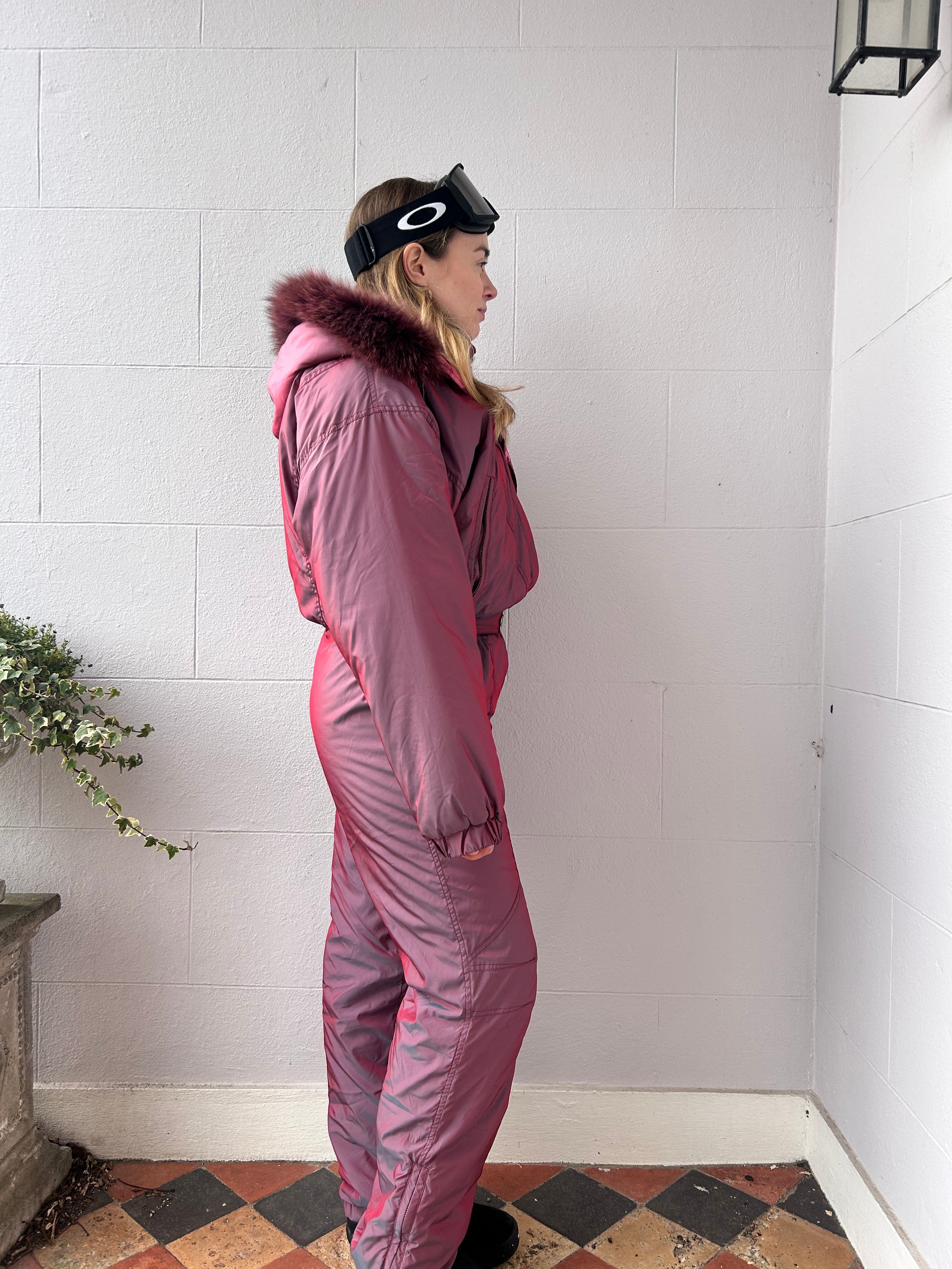 Iridescent Fur 80's Hood Ski Suit Size 10