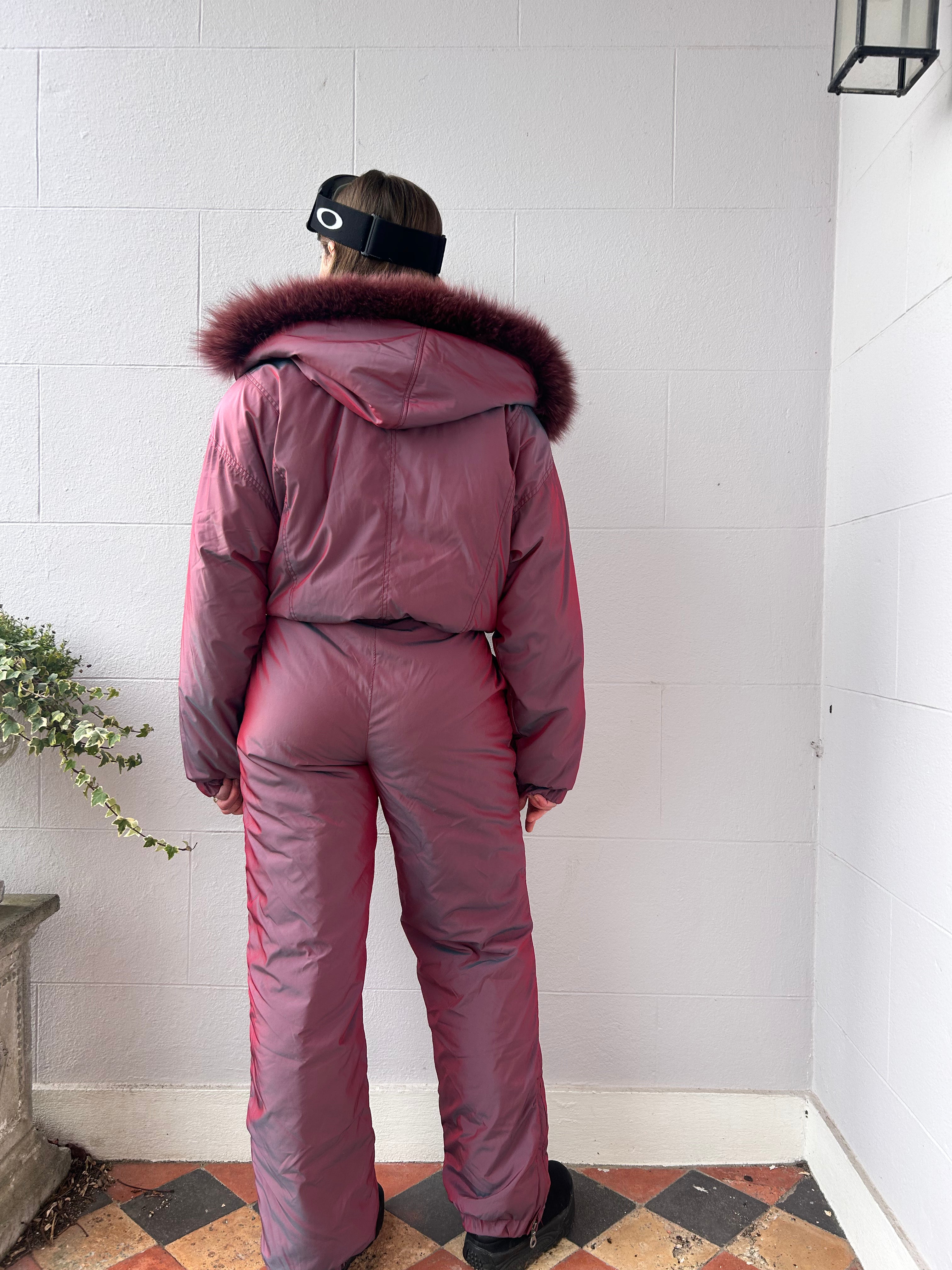 Iridescent Fur 80's Hood Ski Suit Size 10