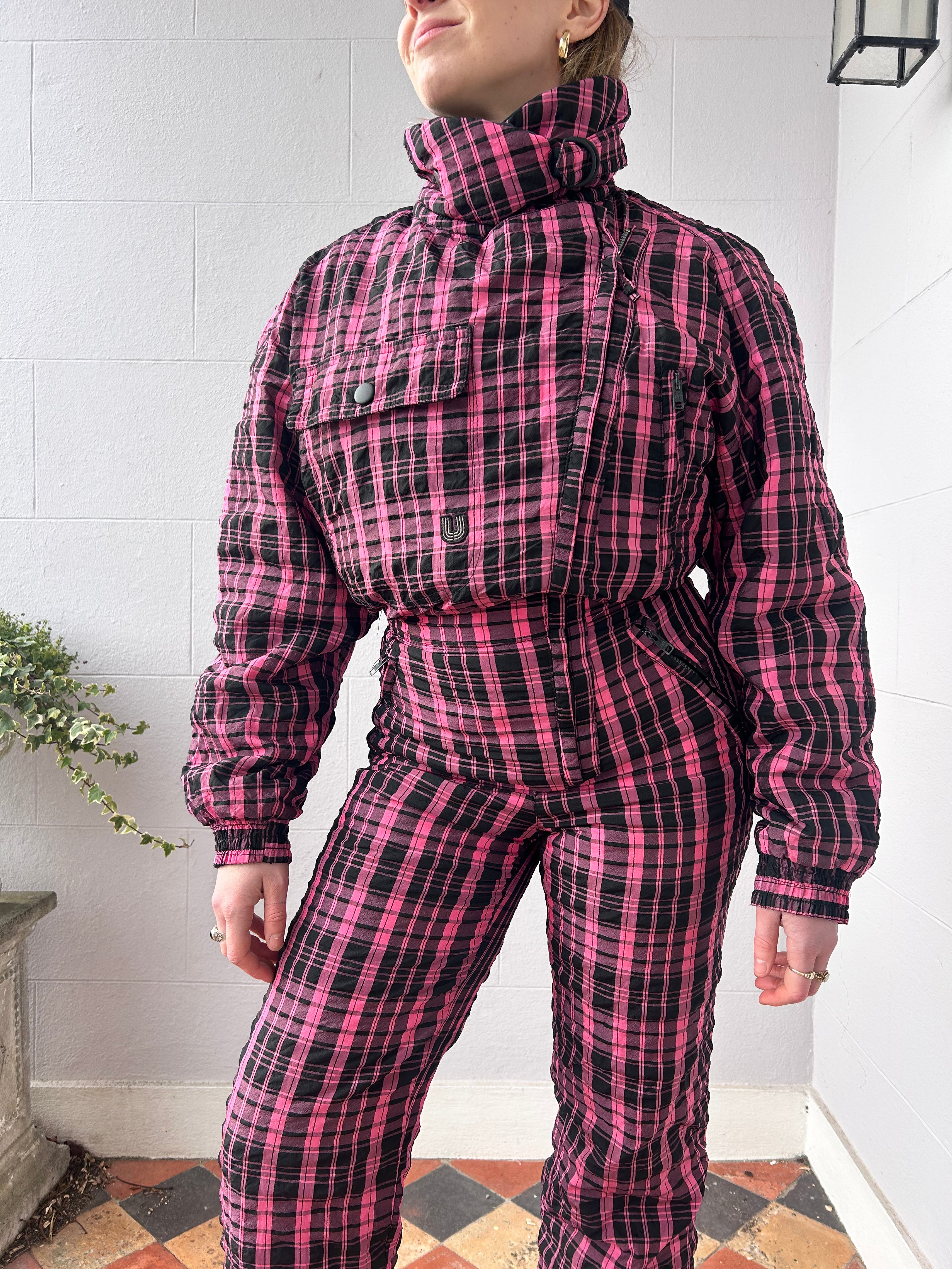Pink Tartan Ski Suit Size 8/10