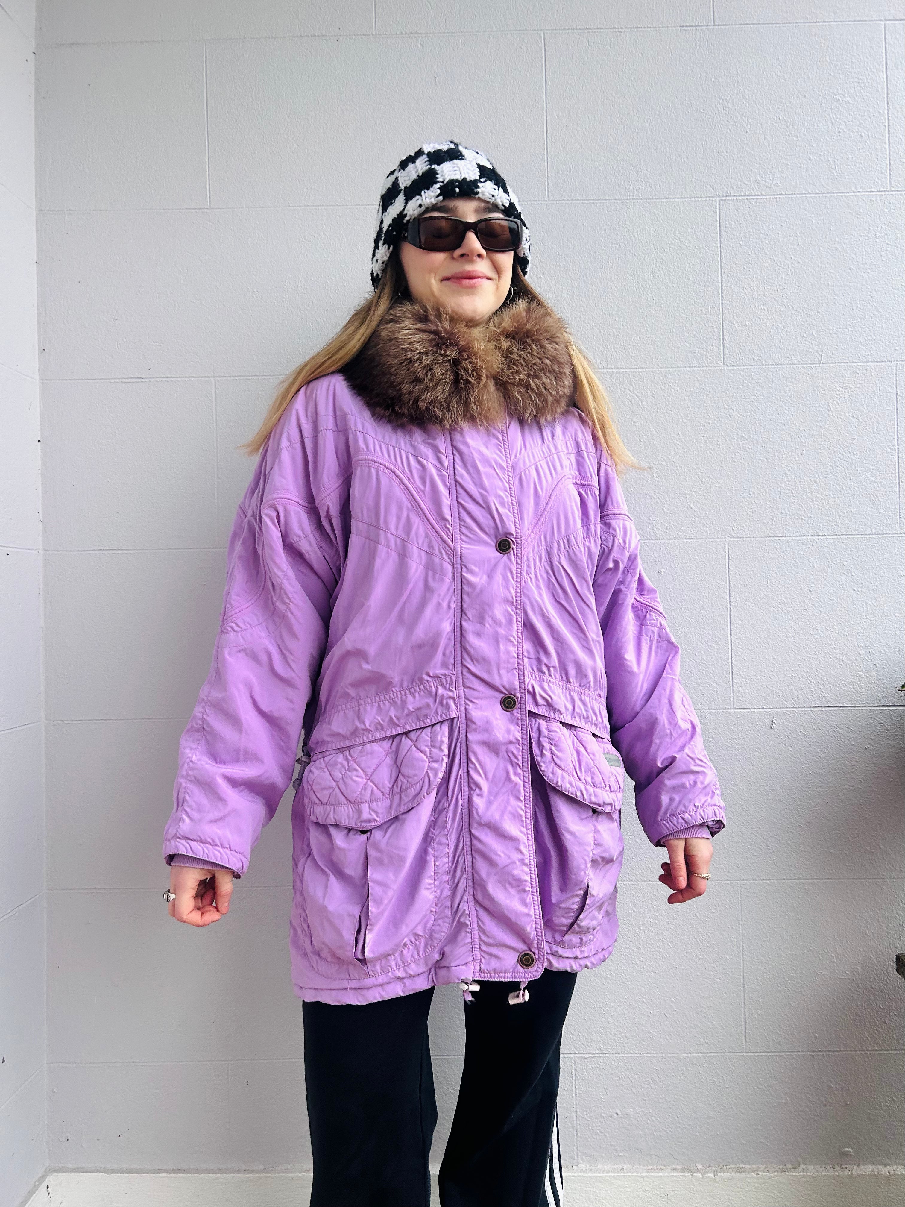 Lilac 80's Fur Coat Size L/XL