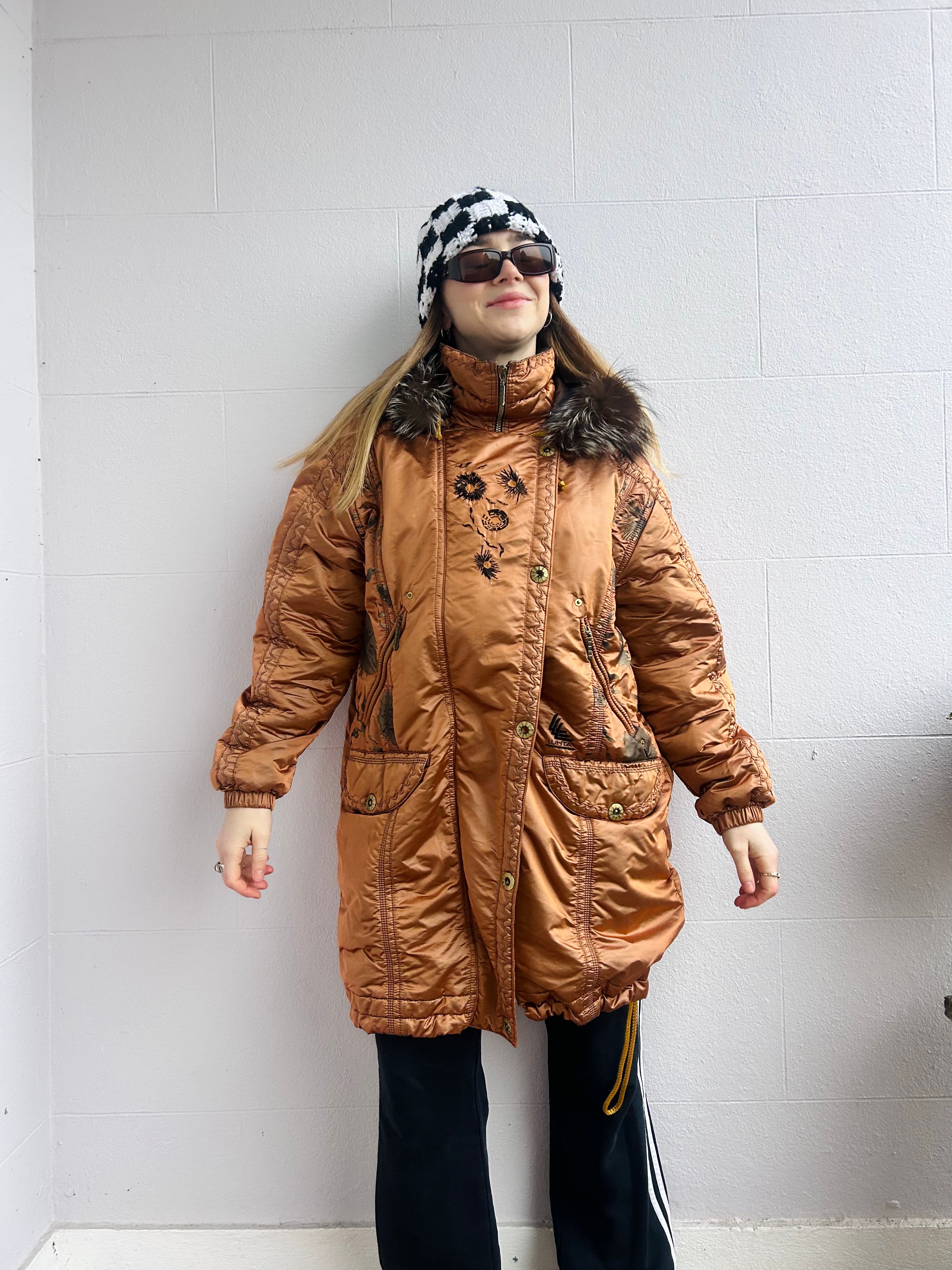 Bronze Fur Hood Ski Jacket Size L