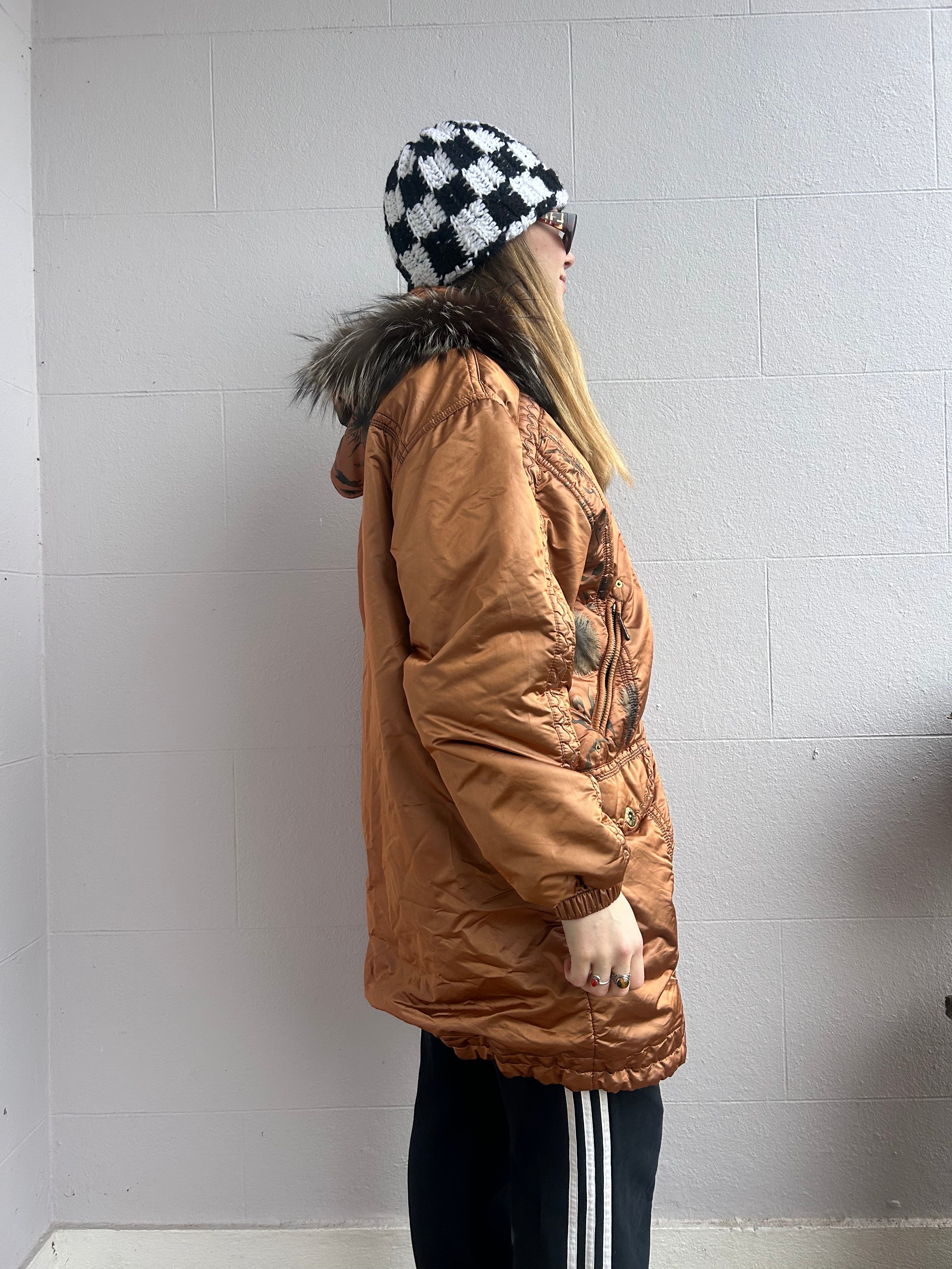 Bronze Fur Hood Ski Jacket Size L