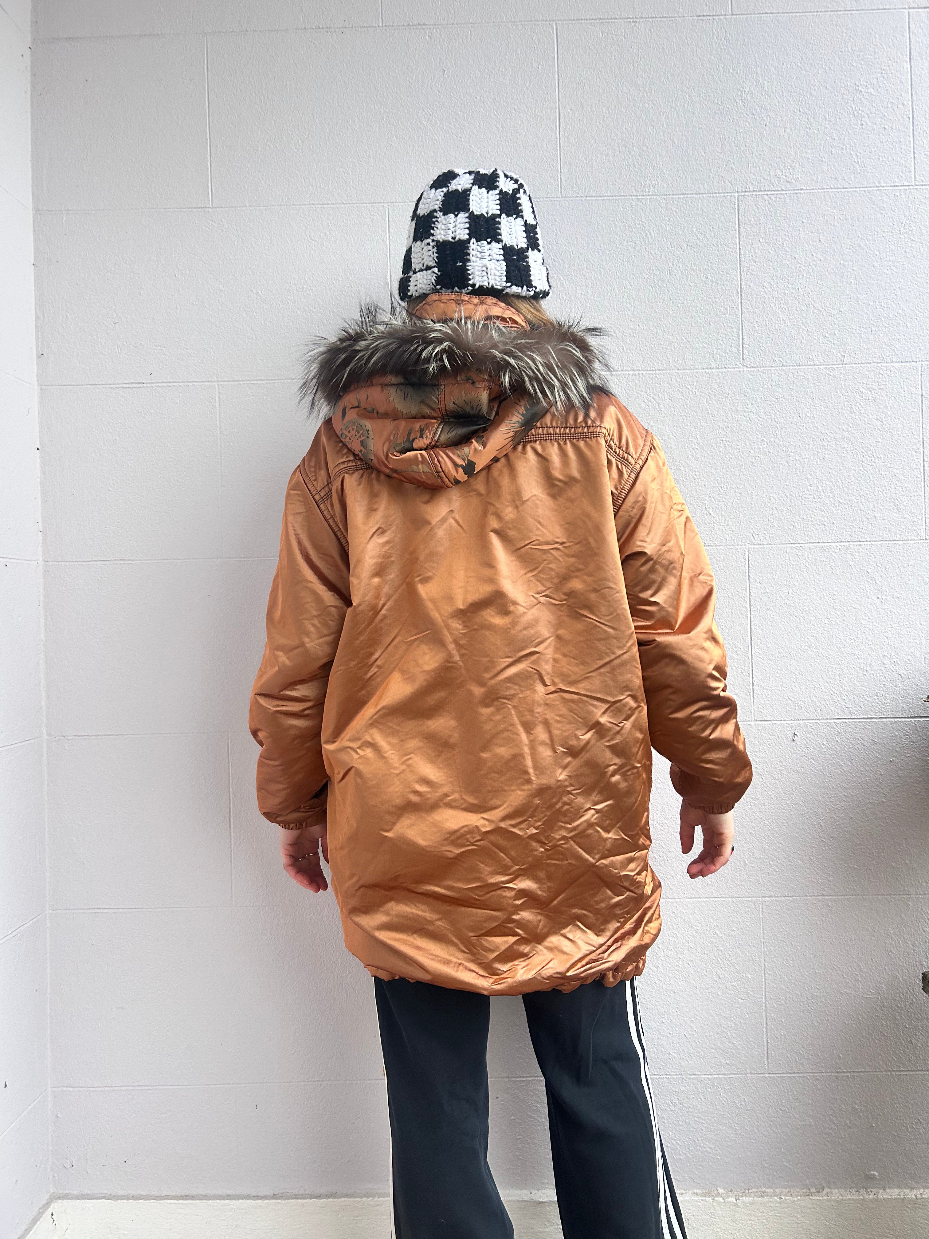 Bronze Fur Hood Ski Jacket Size L