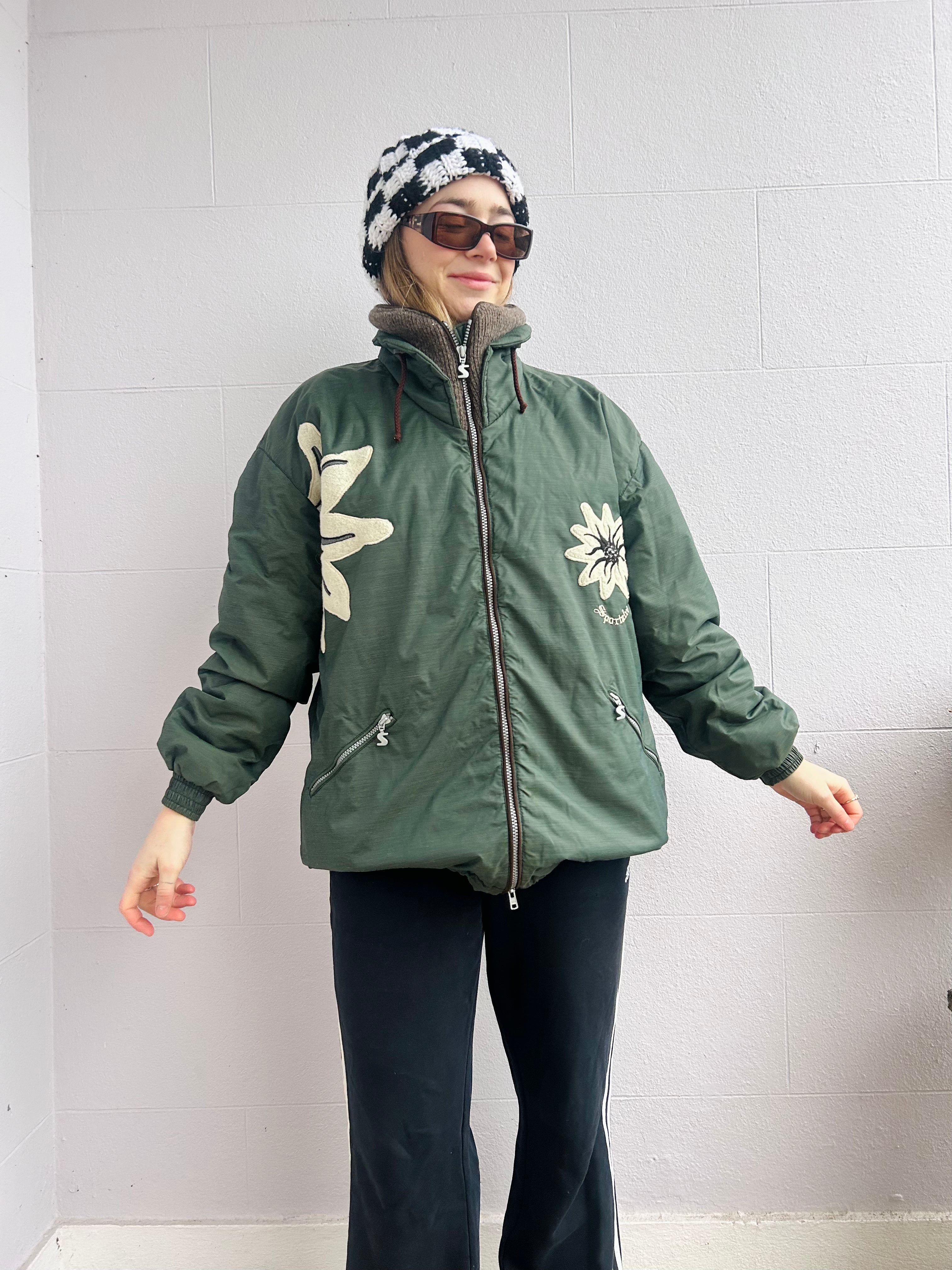 Green Flroal Ski Jacket Size M