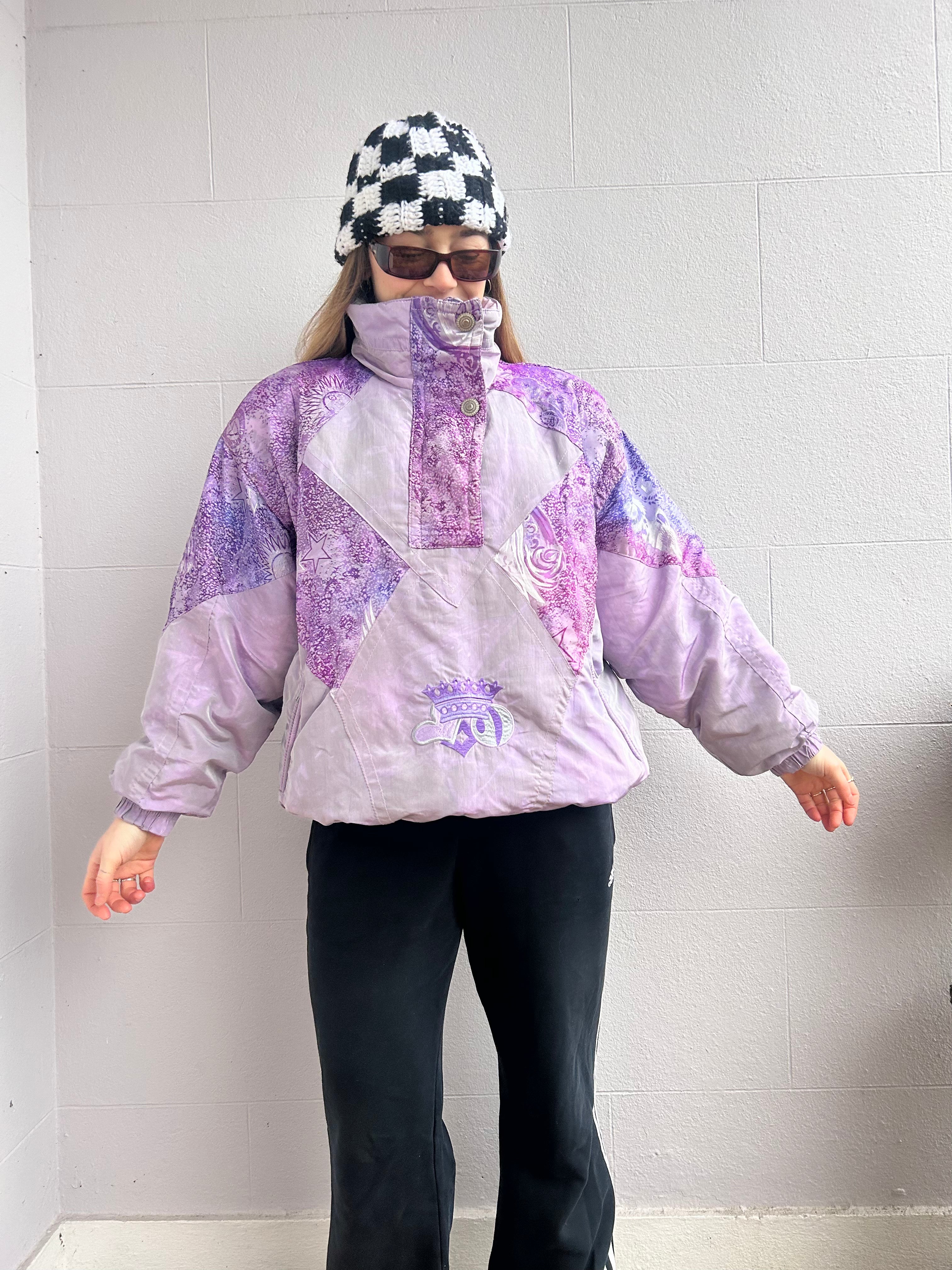 Lilac 80's Half Zip Ski Jacket Size M