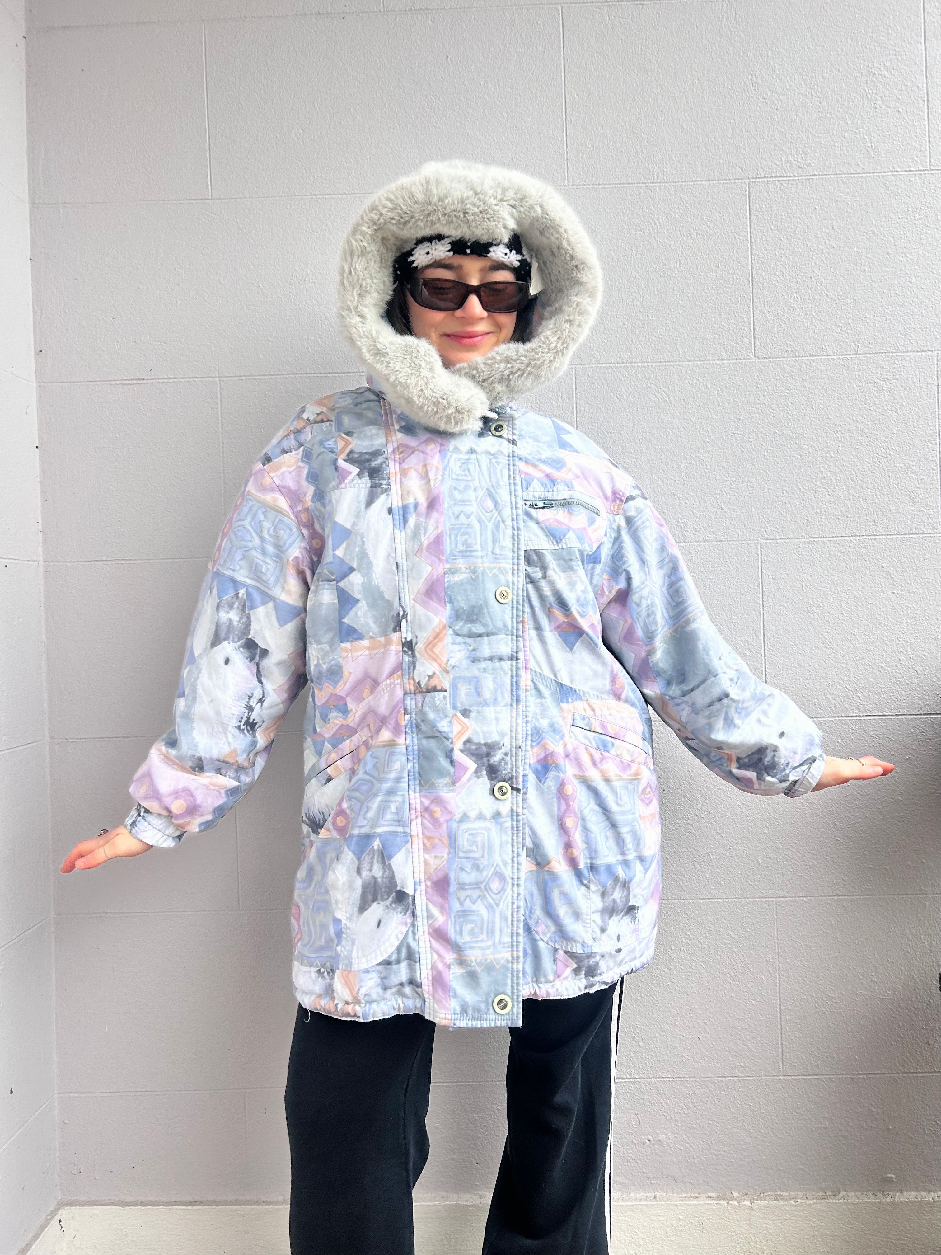 80's Fur hood Ski Jscket Size L