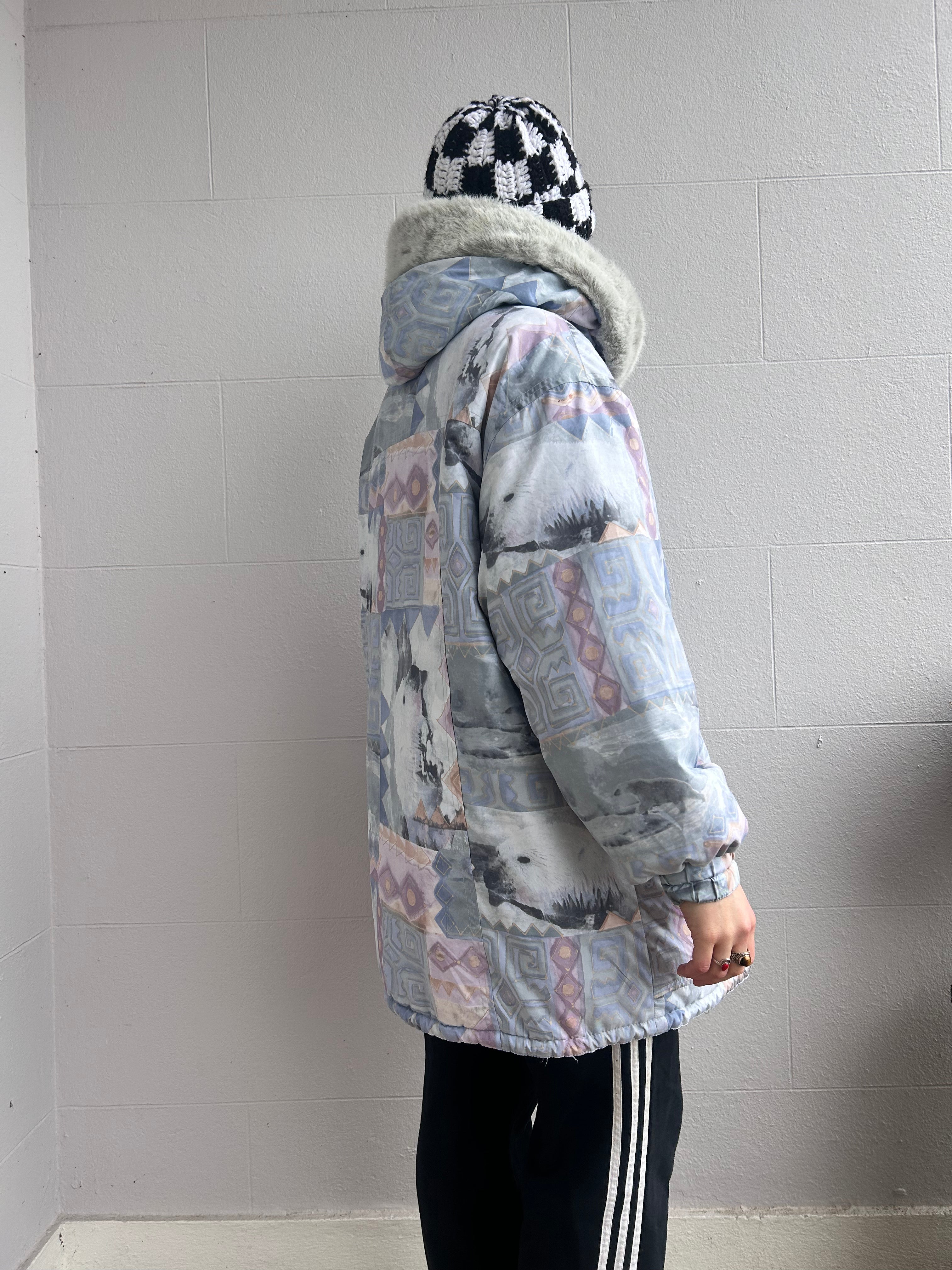 80's Fur hood Ski Jscket Size L