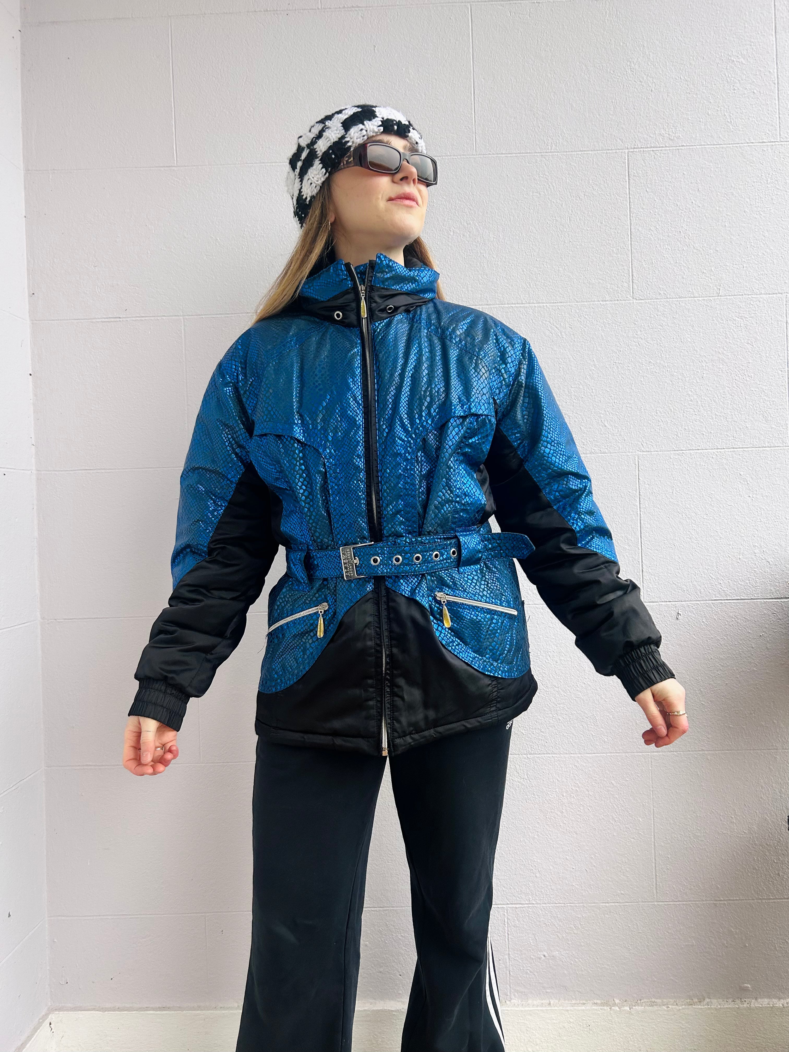 Blue Metallic Ski Jacket Size 10