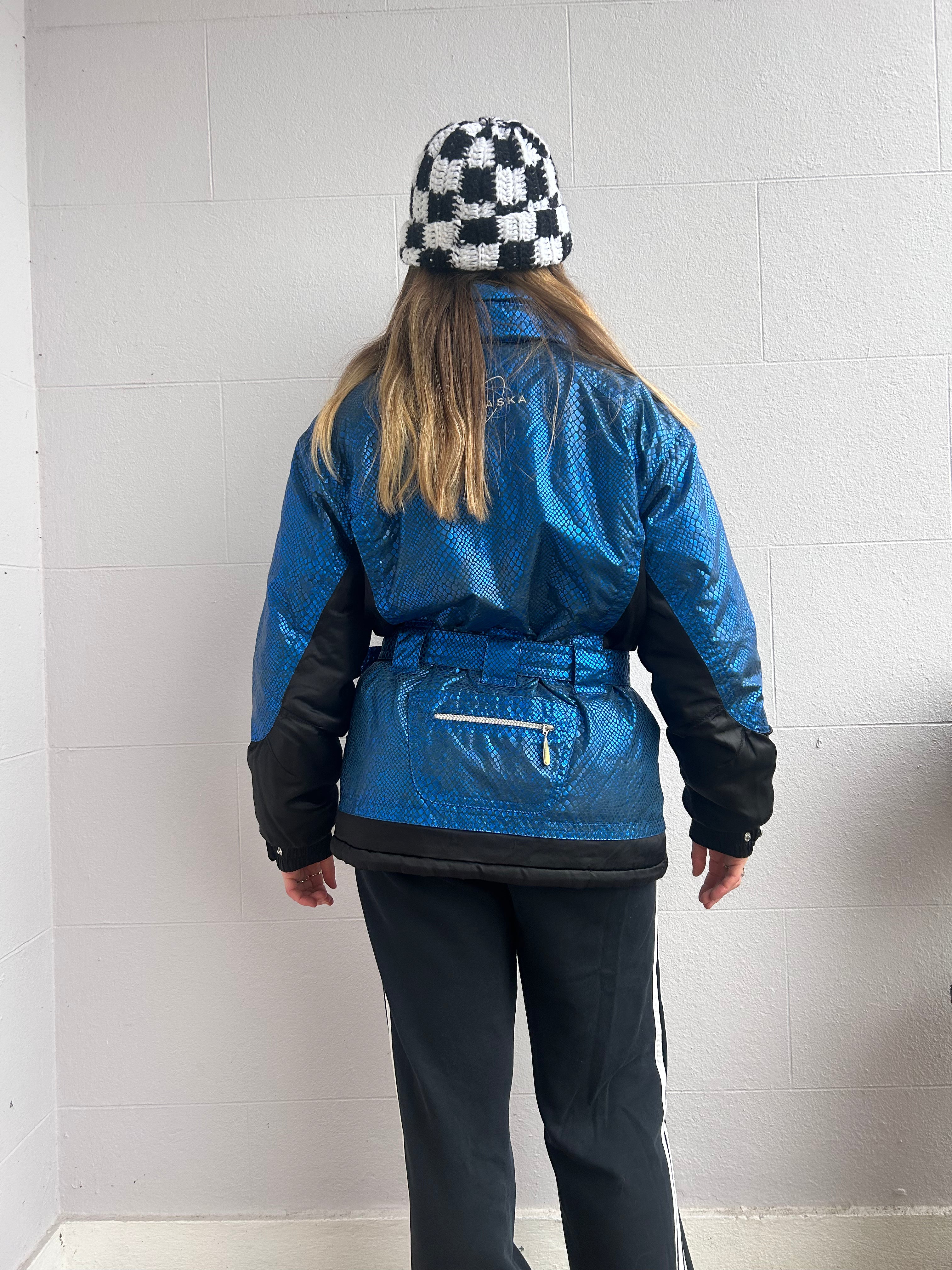 Blue Metallic Ski Jacket Size 10