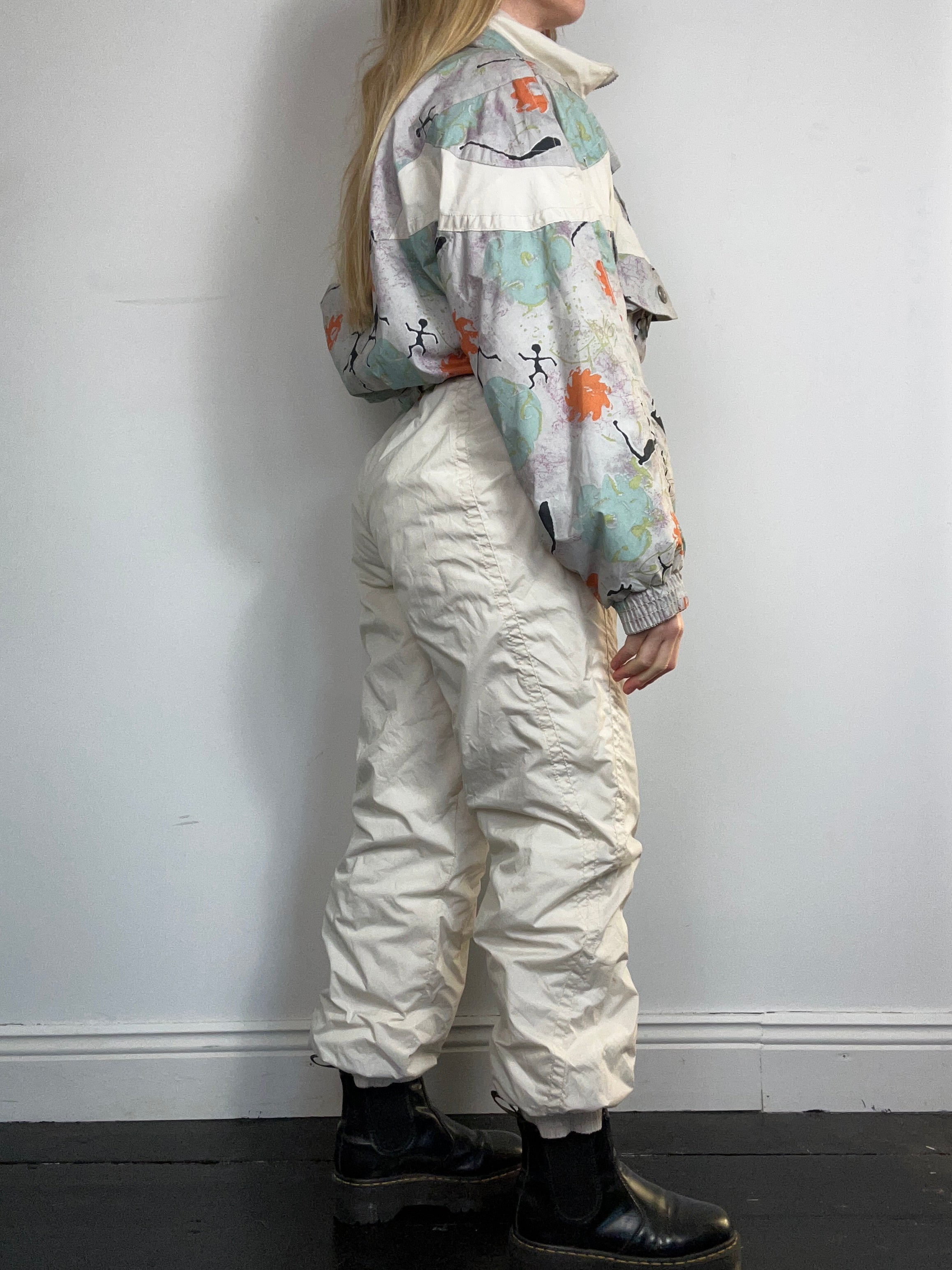Cream 80's Ski Suit Size 34" Waist