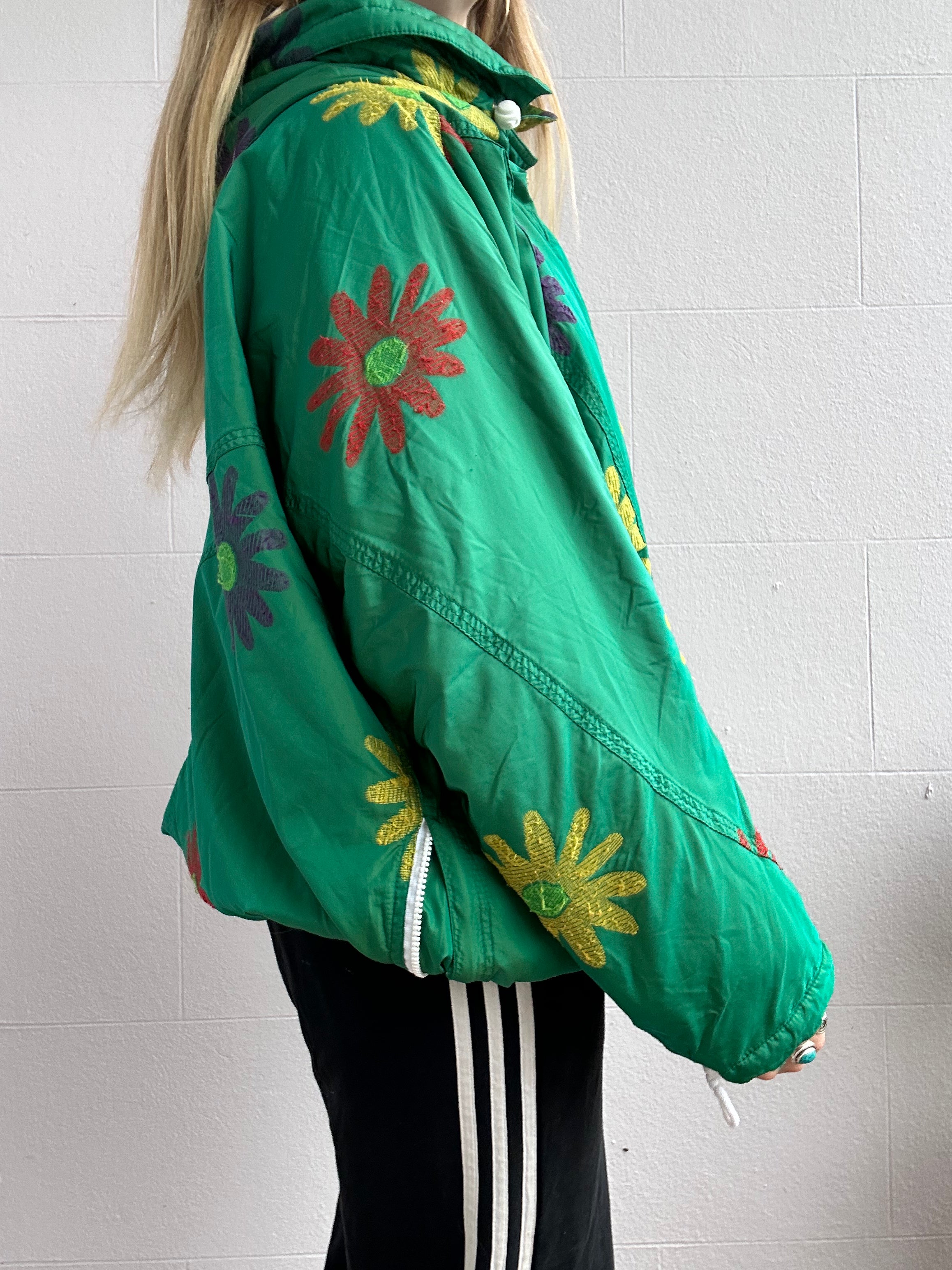 Green Floral Half Zip Ski Jacket Size L