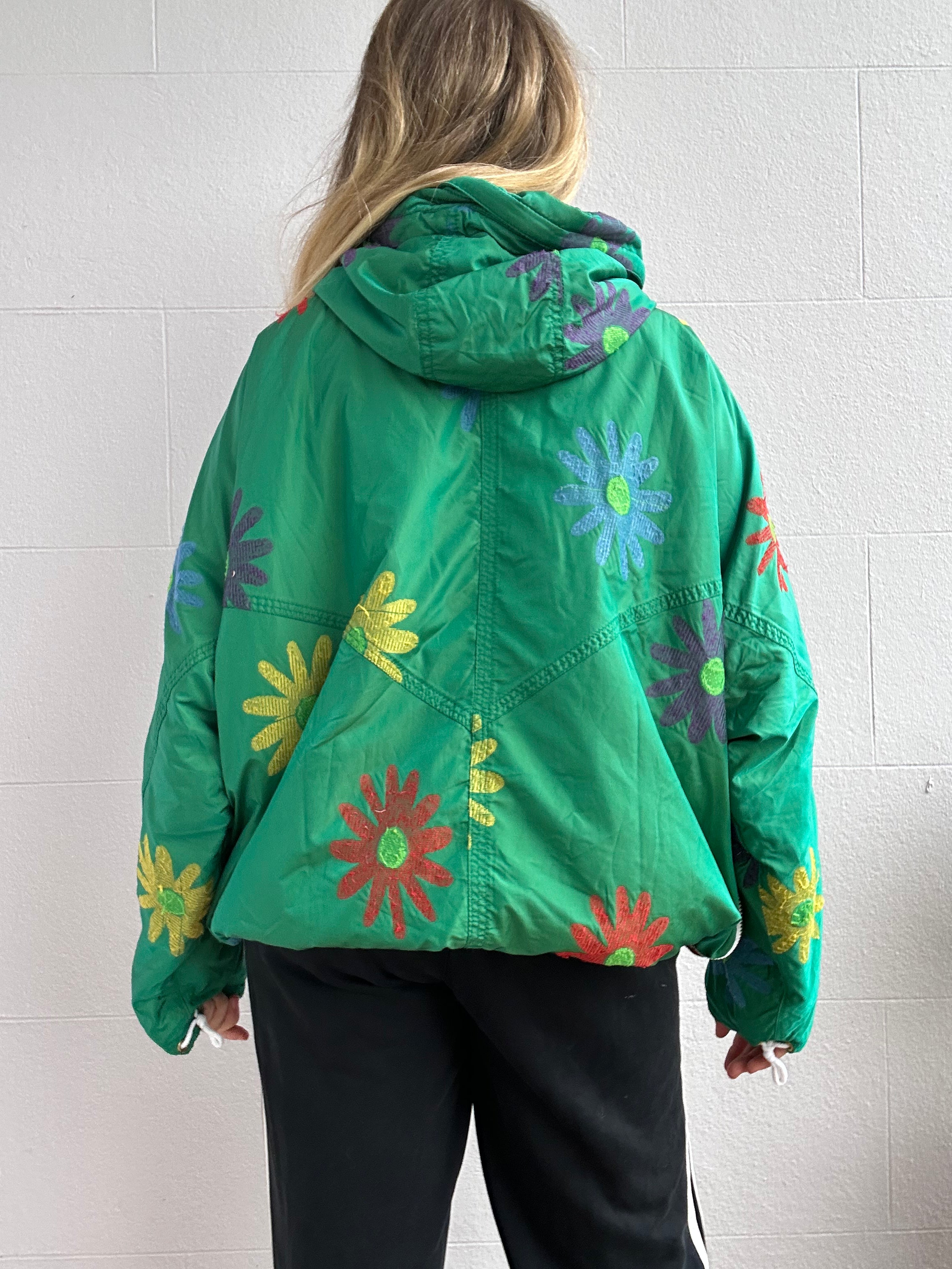 Green Floral Half Zip Ski Jacket Size L