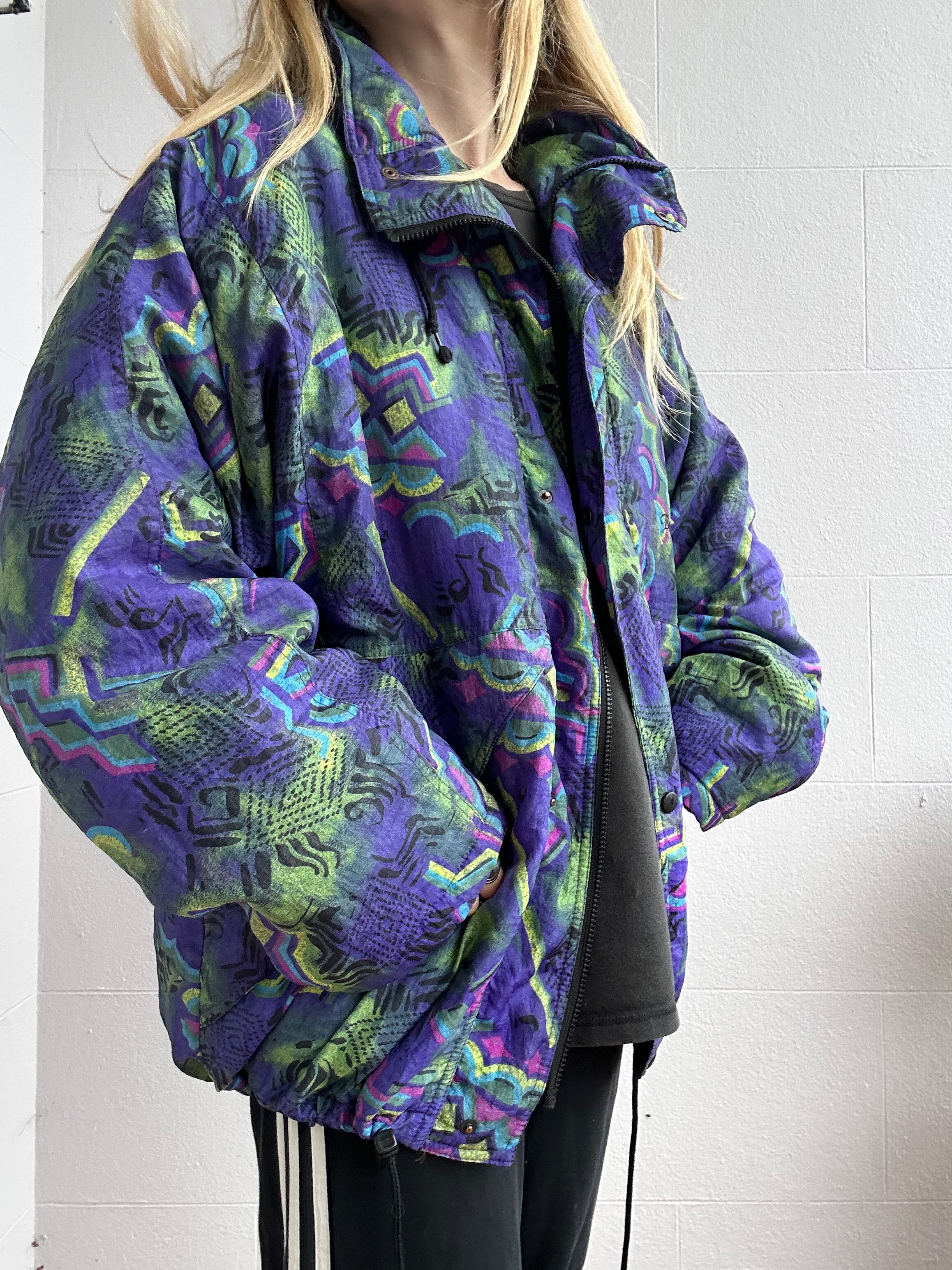 80's Print Ski Jacker Size L