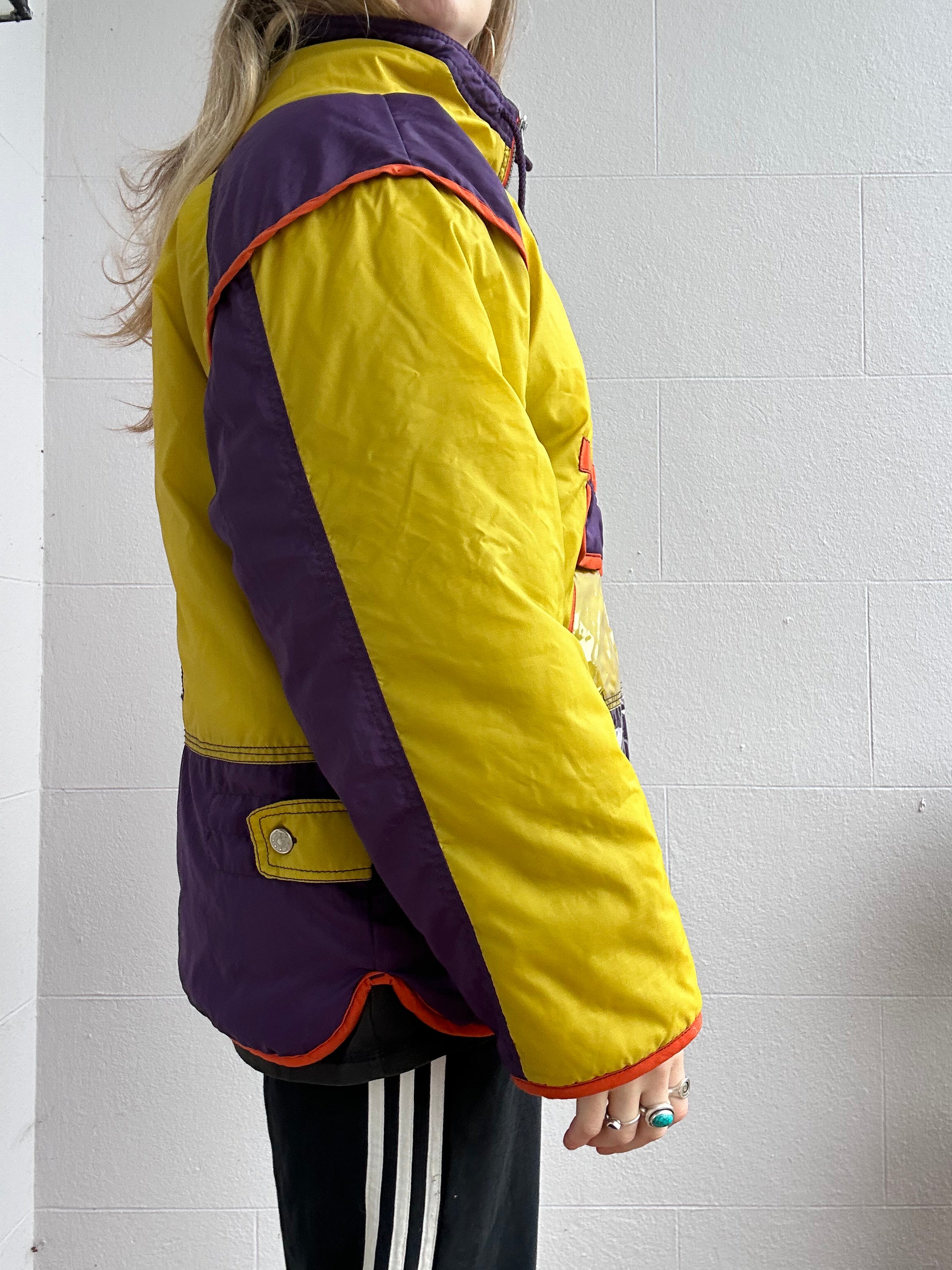 Yellow Tartan Floral Ski Jacket Size M