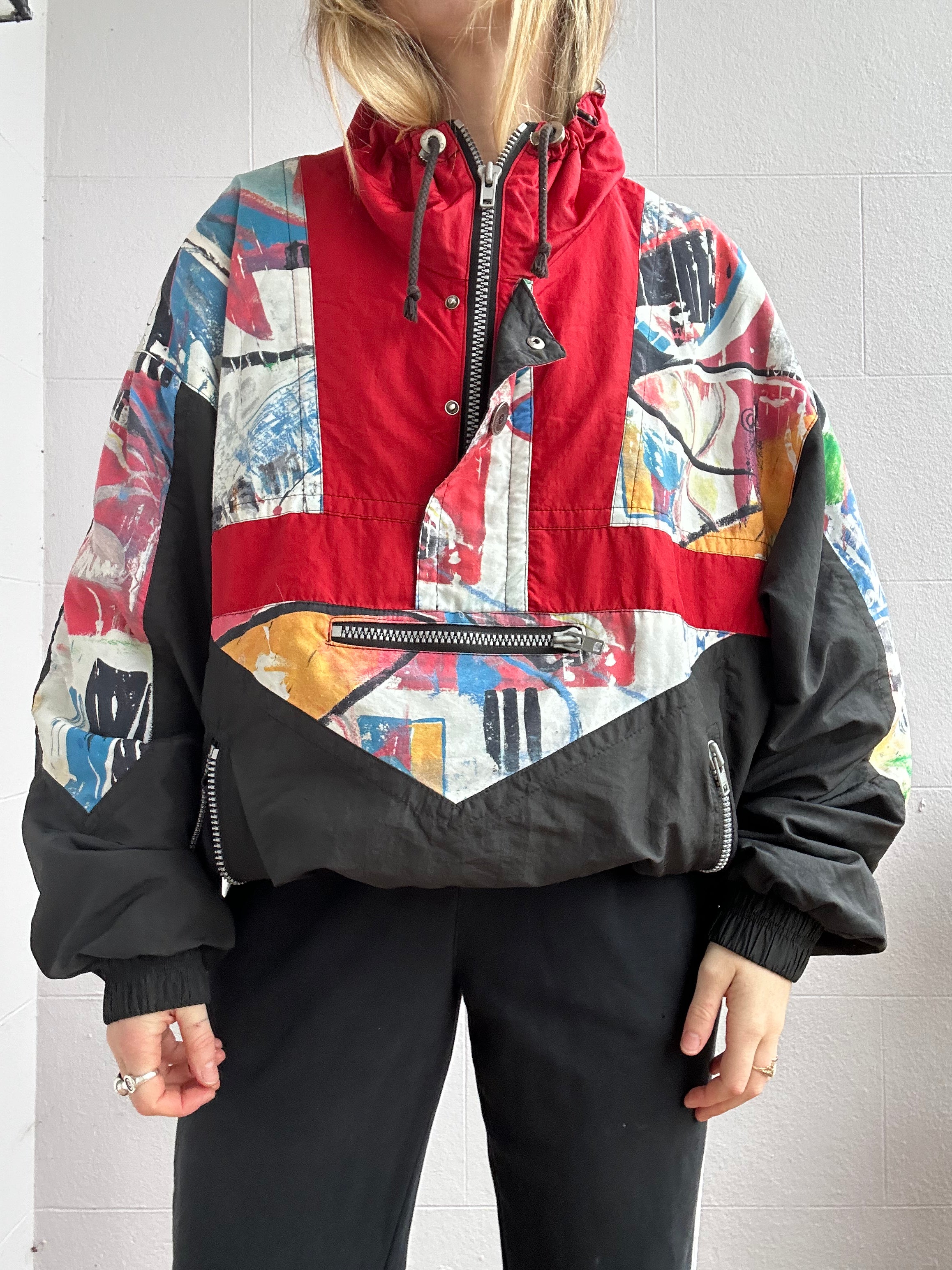Half Zip 80's Ski Jacket Size M/L